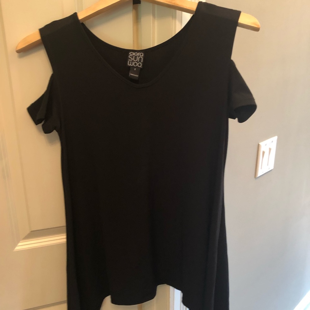 Clara Sun Woo Cold Shoulder Black Top